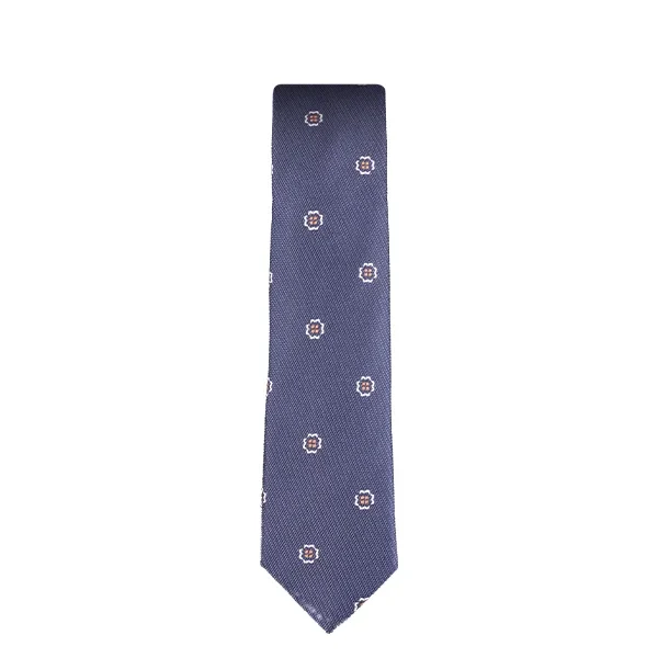 Navy Blue Brown Tie 8120