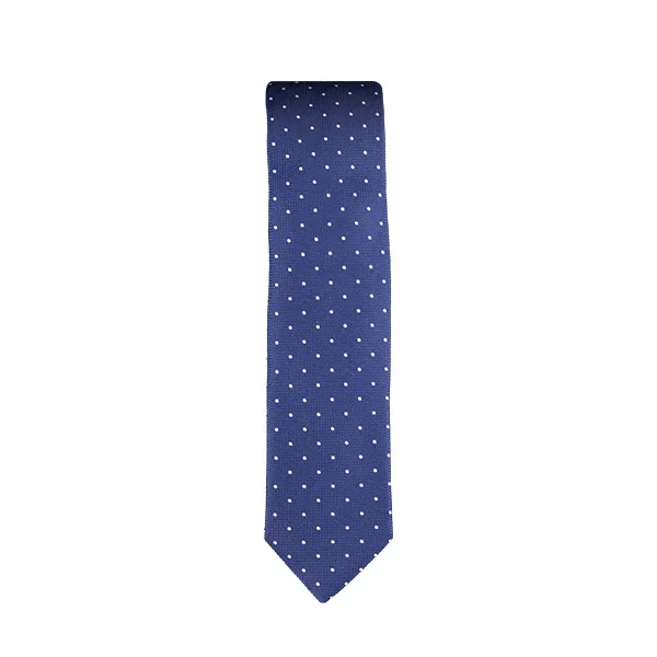 Navy Spotted White Tie 8127