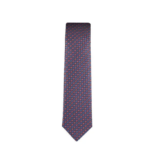 Round dark blue Red & white spotted Tie 8129